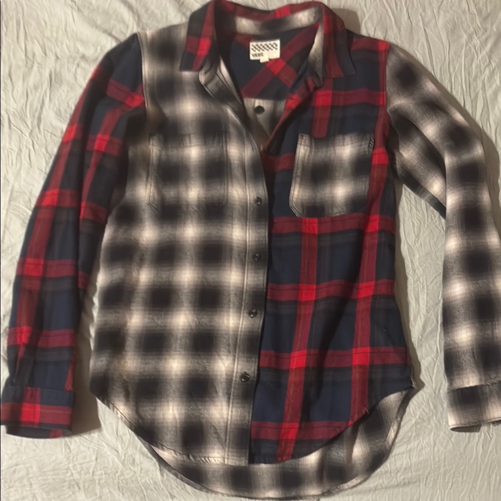Vans Red & Navy Plaid Button-Down Shirt